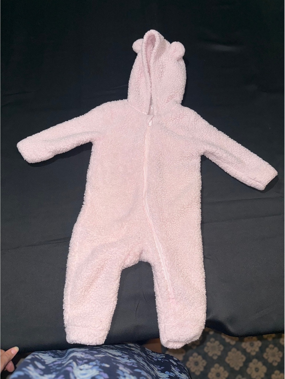 Old Navy Pink Sherpa Fleece Baby Jumpsuit with Hood 12-18M
